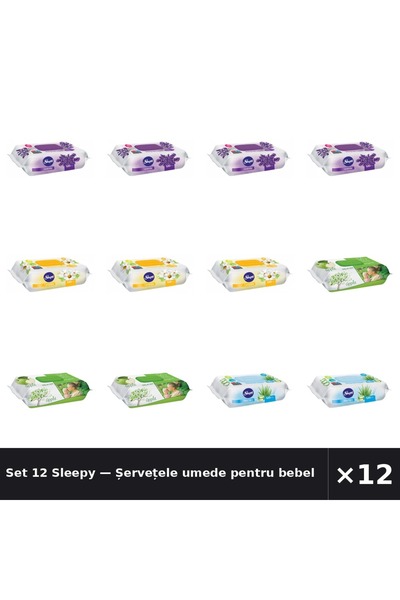 Sleepy Set 12 — Șervețele umede pentru bebel + Șervețele umede pentru bebel +...