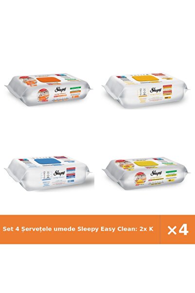 Sleepy Set 4 șervețele umede Easy Clean: 2x pentru bucătărie, Săpun cu plante...