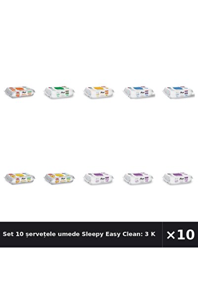 Sleepy Set 10 șervețele umede Easy Clean: 3 pentru bucătărie, 3 cu aromă de o...