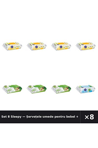 Sleepy Set 8 — Șervețele umede pentru bebel + Șervețele umede pentru bebel + ...