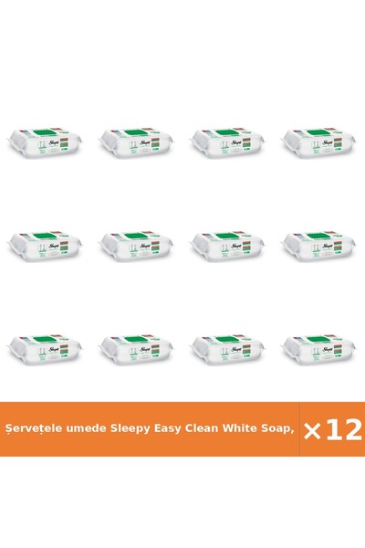 Sleepy Șervețele umede Easy Clean White Soap, 12 bucăți - pachet promoțional