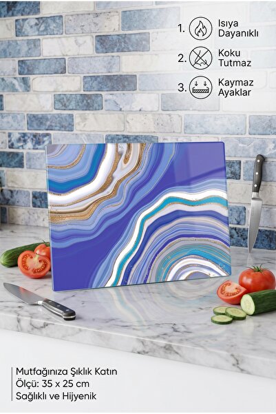 wudie Mosaic Patterned Modern and Stylish Countertop Glass Chopping Board Sta...