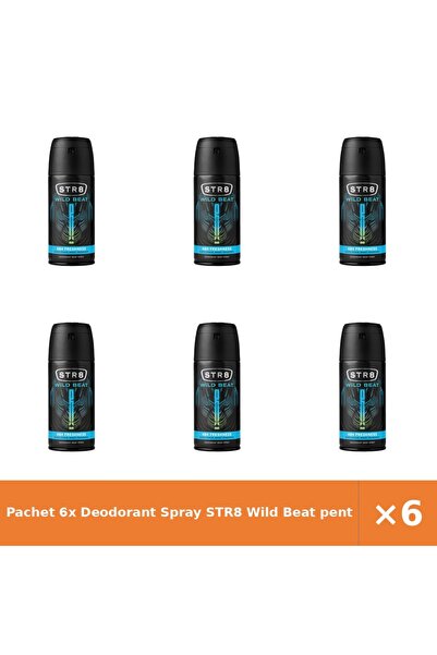 str8 Pachet 6x Deodorant Spray Wild Beat pentru Bărbați, 150 ml, Protecție În...