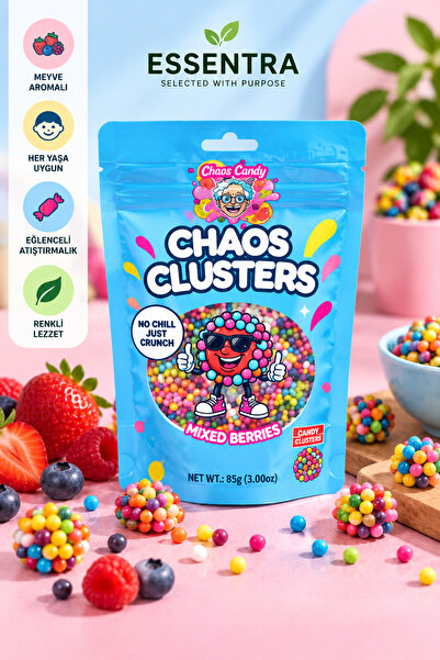 Essentra Home Chaos Clusters Mixed Berries 85 g Mixed Berries, karışık orman meyveli şeker, berry candy, çıtır şekerleme, crunchy candy,