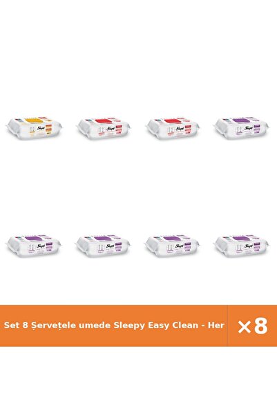 Sleepy Set 8 șervețele umede Easy Clean - Săpun pe bază de plante, 2 cu cireș...