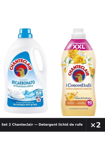 Chanteclair Set 2 — Detergent lichid de rufe cu + Balsam de rufe Flori de port