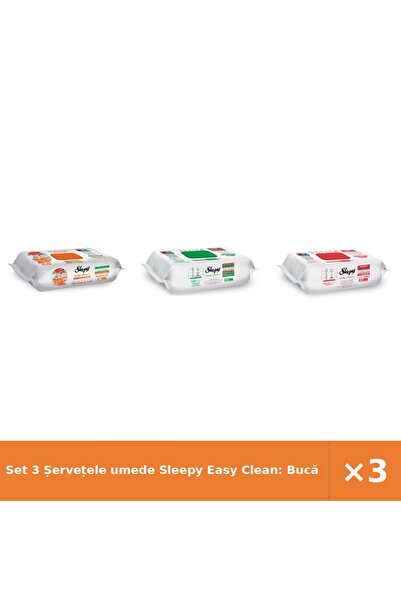 Sleepy Set 3 Șervețele umede Easy Clean: Bucătărie, White Soap, Cherry Blossom