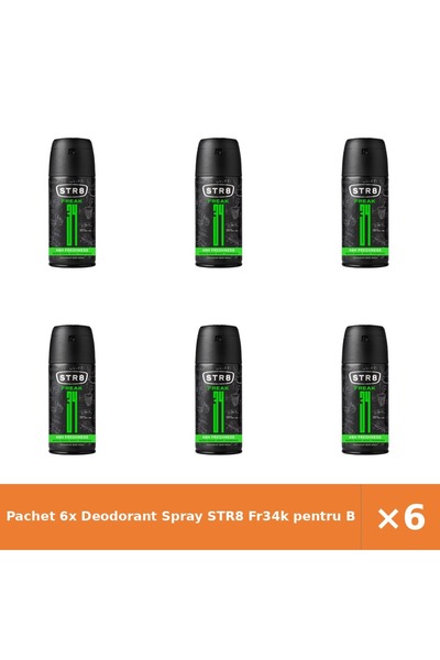 str8 Pachet 6x Deodorant Spray Fr34k pentru Bărbați, 150 ml, Protecție Îndelu...