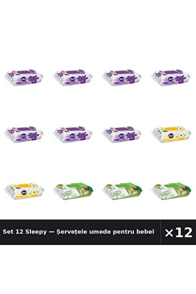 Sleepy Set 12 — Șervețele umede pentru bebel + Șervețele umede pentru bebel +...