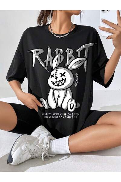 donamod Unisex Stylish Comfortable Oversize Cotton Crew Neck T-Shirt with Spe...