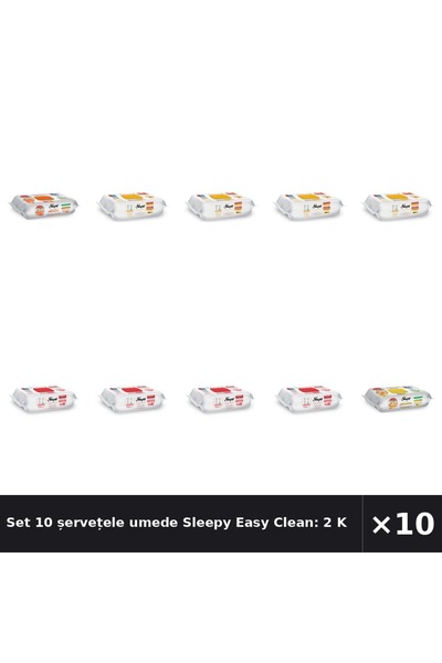 Sleepy Set 10 șervețele umede Easy Clean: 2 cu aromă de bucătărie, 4 cu aromă...
