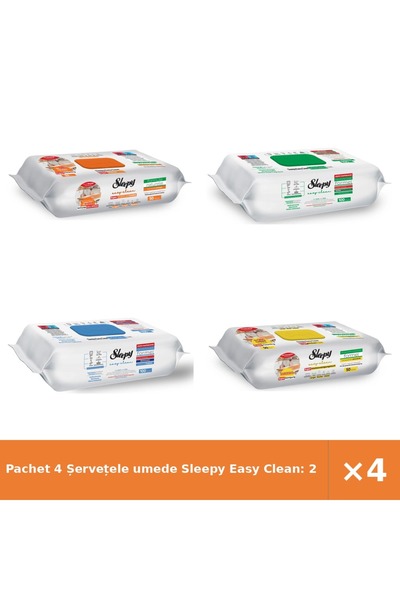 Sleepy Pachet 4 șervețele umede Easy Clean: 2x pentru bucătărie, Săpun alb, Î...