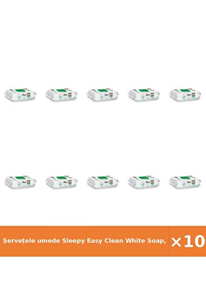 Sleepy Șervețele umede Easy Clean White Soap, 10 bucăți - pachet promoțional