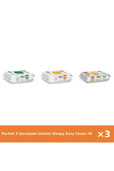 Sleepy Pachet 3 Șervețele Umede Easy Clean: Săpun Alb, Săpun Herbal, Bucătărie