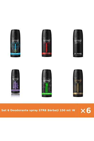 str8 Set 6 Deodorante spray Bărbați 150 ml: Wild Beat, Red Code, Original, Ga...