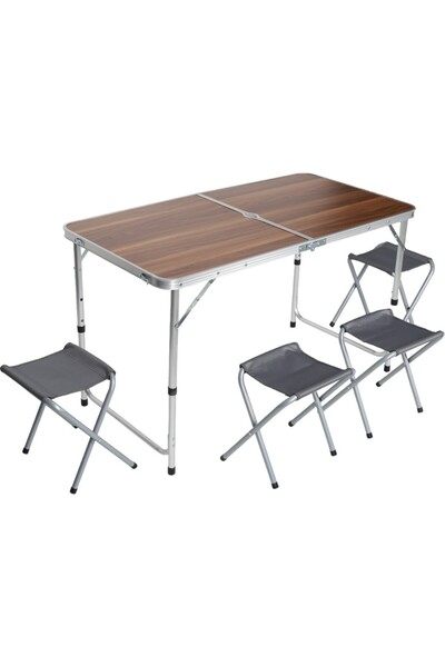 Uniqamping Uniqamp ® Quatro™ Çanta Tipi 4 Tabureli Katlanır Kamp Masa Seti Ah...