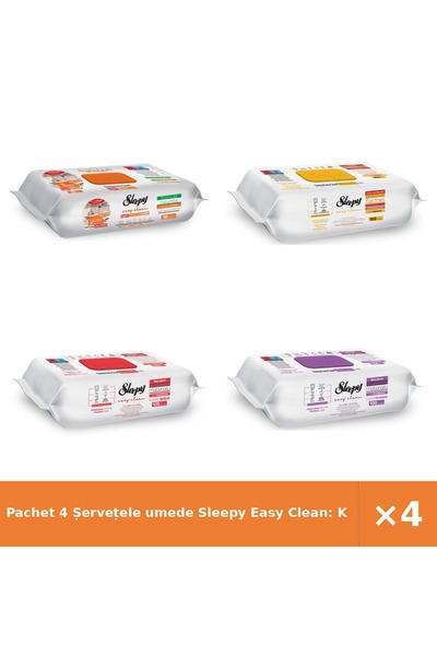 Sleepy Pachet 4 Șervețele umede Easy Clean: Bucătărie, Săpun pe bază de plant...