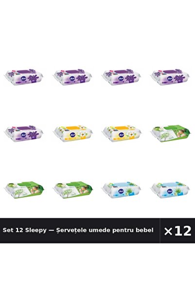 Sleepy Set 12 — Șervețele umede pentru bebel + Șervețele umede pentru bebel +...