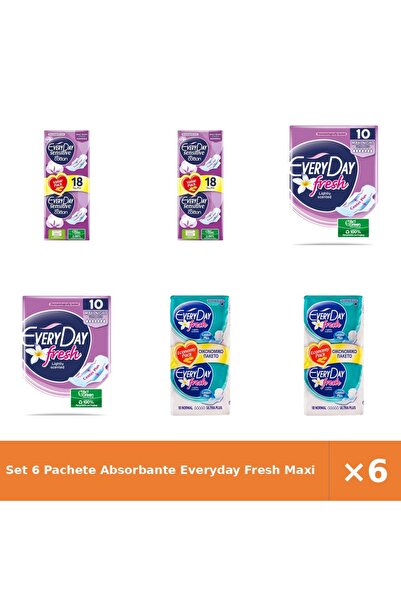 EveryDay Set 6 Pachete Absorbante Fresh Maxi Night și Normal, 92 buc