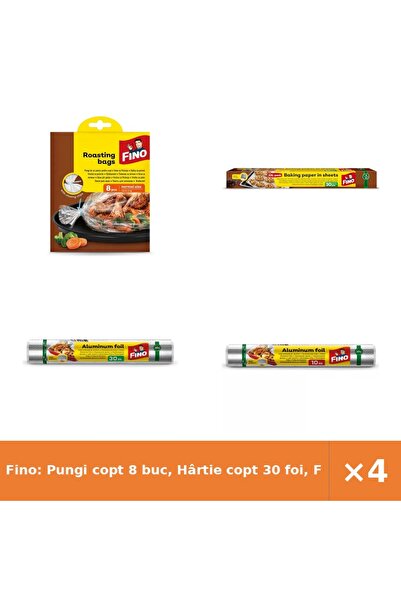 Fino : Pungi copt 8 buc, Hârtie copt 30 foi, Folie aluminiu 30 m, Folie alumi...