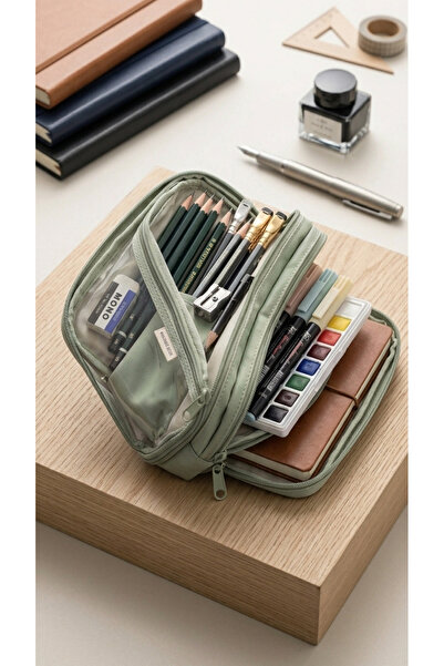 iyzi Large capacity four-compartment functional pencil case makeup bag