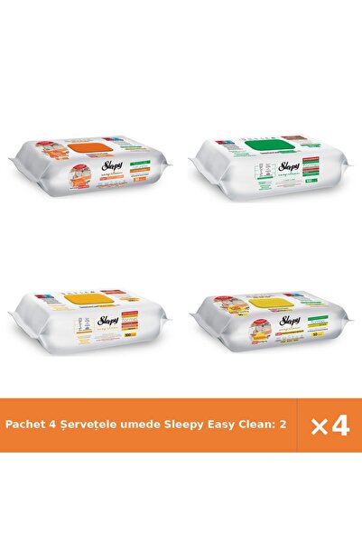 Sleepy Pachet 4 șervețele umede Easy Clean: 2x pentru bucătărie, Săpun alb, S...