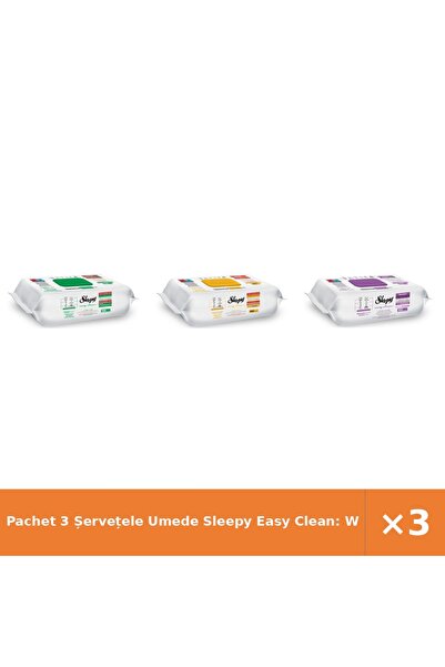 Sleepy Pachet 3 Șervețele Umede Easy Clean: Săpun Alb, Săpun Herbal, Grădină ...