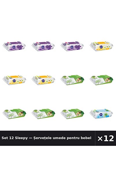 Sleepy Set 12 — Șervețele umede pentru bebel + Șervețele umede pentru bebel +...