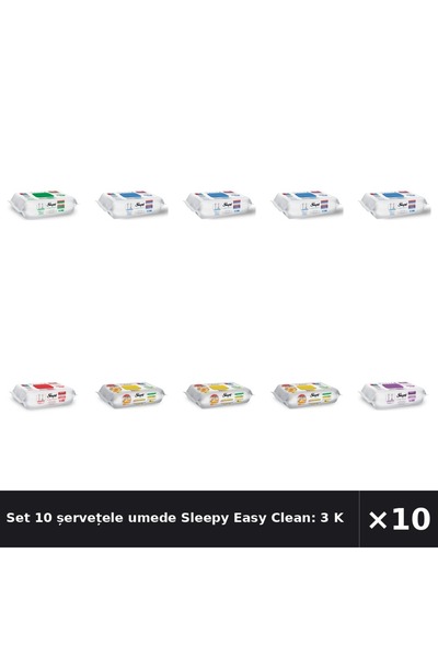 Sleepy Set 10 șervețele umede Easy Clean: 3 pentru bucătărie, 4 cu înălbitor,...