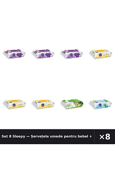 Sleepy Set 8 — Șervețele umede pentru bebel + Șervețele umede pentru bebel + ...