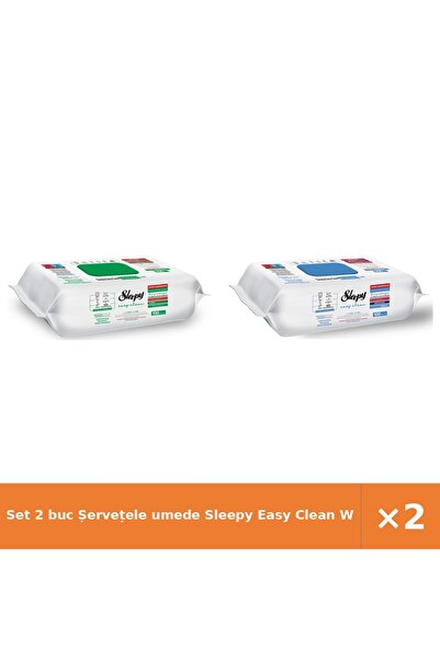 Sleepy Set 2 buc Șervețele umede Easy Clean White Soap + Bleach
