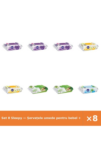 Sleepy Set 8 — Șervețele umede pentru bebel + Șervețele umede pentru bebel + ...
