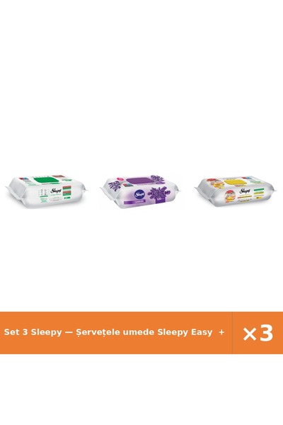 Sleepy Set 3 — Șervețele umede Easy + Șervețele umede pentru bebel + Șervețel...
