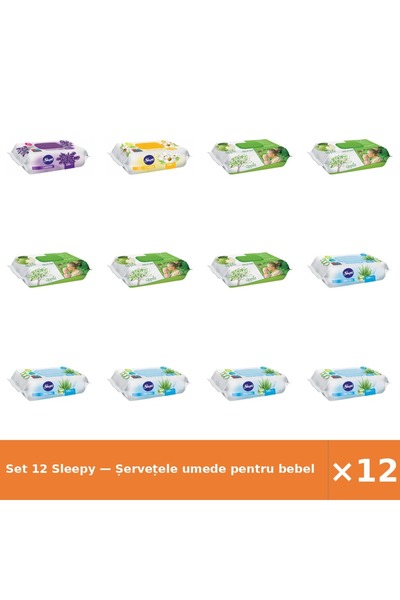 Sleepy Set 12 — Șervețele umede pentru bebel + Șervețele umede pentru bebel +...