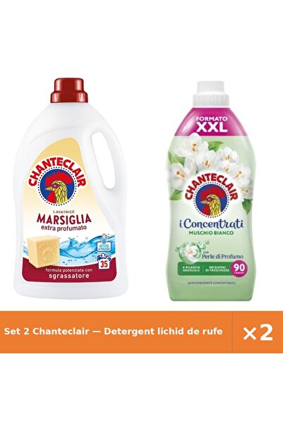Chanteclair Set 2 — Detergent lichid de rufe Mar + Balsam de rufe Mosc Alb Chan
