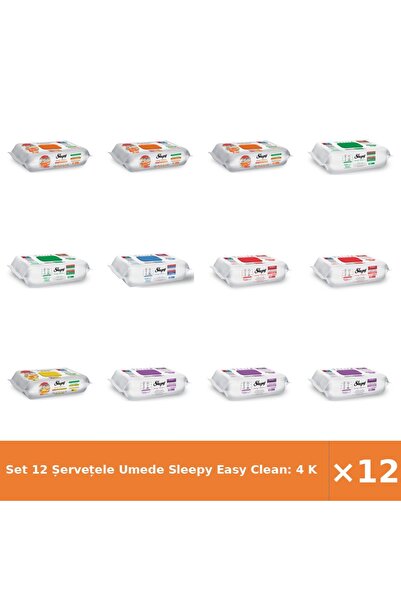 Sleepy Set 12 Șervețele Umede Easy Clean: 4 pentru bucătărie, 2 cu săpun alb,...