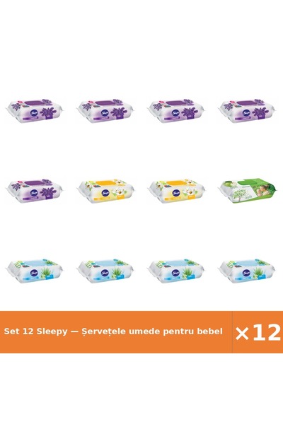 Sleepy Set 12 — Șervețele umede pentru bebel + Șervețele umede pentru bebel +...