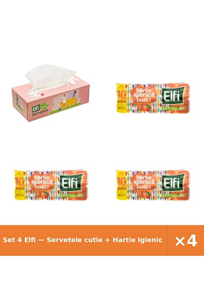 Elfi Set 4 — Servetele cutie + Hartie Igienica Family