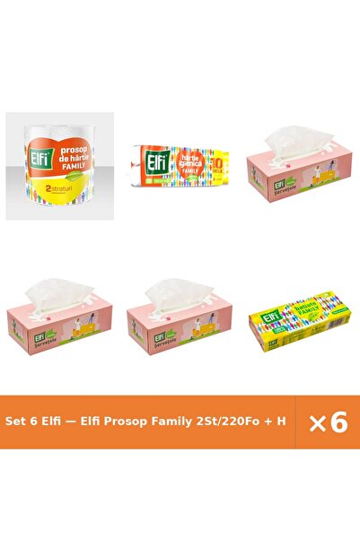 Elfi Set 6 — Prosop Family 2St/220Fo + Hartie Igienica Family + Servetele cutie