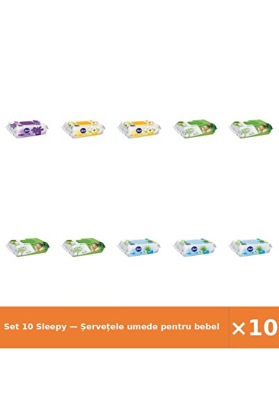 Sleepy Set 10 — Șervețele umede pentru bebel + Șervețele umede pentru bebel +...