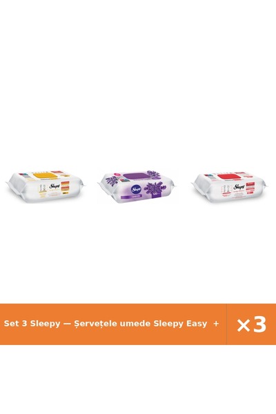 Sleepy Set 3 — Șervețele umede Easy + Șervețele umede pentru bebel + Șervețel...