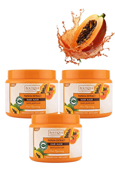 Boutique 3 Pieces Papaya Extract Hair Mask for Damaged Hair 500ML