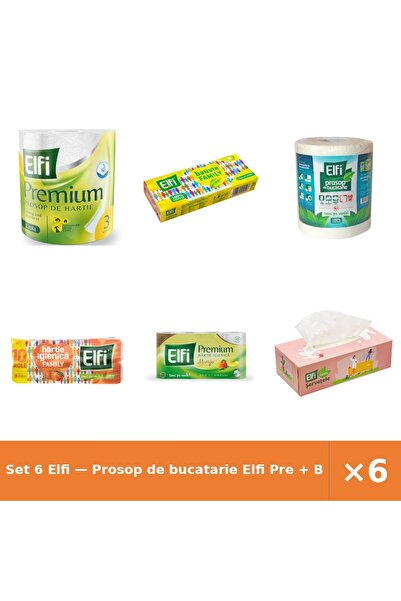 Elfi Set 6 — Prosop de bucatarie Pre + Batiste nazale + Prosop de bucatarie