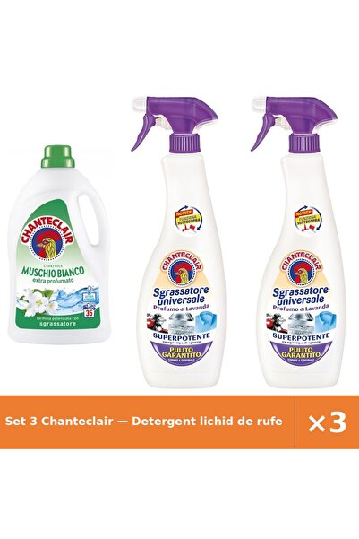 Chanteclair Set 3 — Detergent lichid de rufe cu + Degresant universal Lavanda