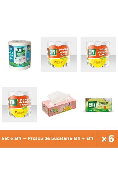 Elfi Set 6 — Prosop de bucatarie + Prosop Family 2St/220Fo + Servetele cutie
