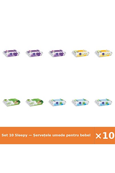 Sleepy Set 10 — Șervețele umede pentru bebel + Șervețele umede pentru bebel +...
