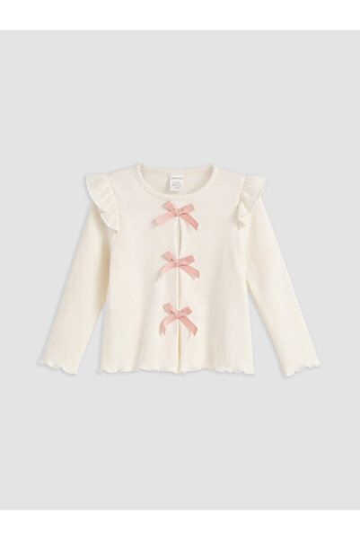 LC Waikiki Peak New Season White Bow Detailed Baby Girl T-Shirt