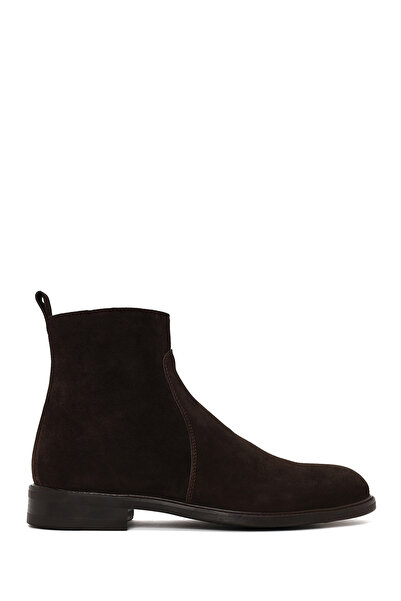 Derimod Men's Brown Zippered Suede Leather Casual Boots Wm750012Ds