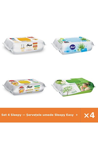Sleepy Set 4 — Șervețele umede Easy + Șervețele umede pentru bebel + Șervețel...