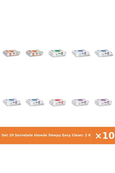 Sleepy Set 10 șervețele umede Easy Clean: 2 pentru bucătărie, 1 cu săpun alb,...